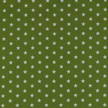 Baumwoll Druck Sterne Olive/Weiß  Ø 1 cm